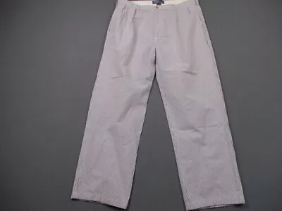 Vintage Polo Ralph Lauren Pants Men 36x34 Blue White Seersucker Andrew Retro 90s • $18.99