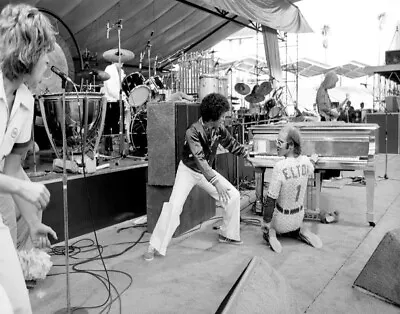 Elton John Billie Jean King & Mick Jagger At Dodger Stadium Print 11 X 14 • $22