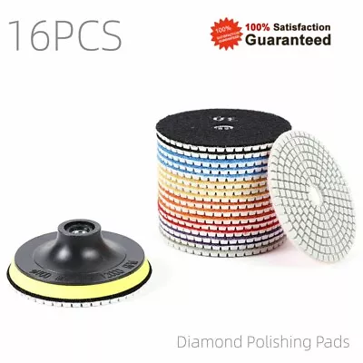 Diamond Polishing Pads 4 Inch Wet/Dry 16 Piece Kit Granite Stone Concrete Marble • $36