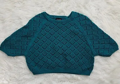 LA Fee Verte Sweater Women Large Chunky Knit Boxy 100% Cotton Anthropologie • $19.99