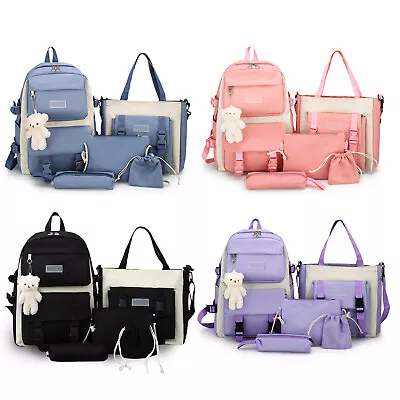 5Pcs Girls School Bag Set Women Backpack Student Bookbag Waterproof Anti-theft • $20.98