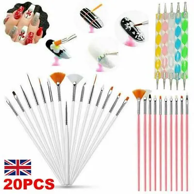 20 Pcs Nail Art Brushes Designing Painting Dotting Detailing Pens Brushes Kit • $5.04