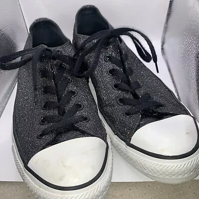 Converse Chuck Taylor All Star Silver Glitter Sneaker Shoes Womens Size 8.0 • $17.02