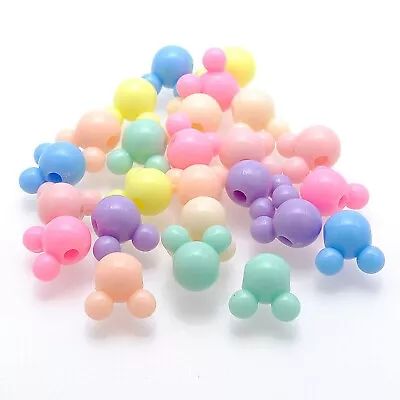 150pcs Mixed Pastel Color Acrylic Mouse Face Beads 12mm Jewelry Making • $3.59