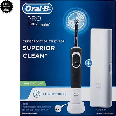 $44.78 • Buy Oral-B PRO 100 CROSSACTION Rechargeable Electric Toothbrush Midnight Black-NEW*