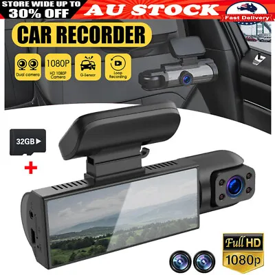 $49.99 • Buy 32G+ Dual Lens Car Dash Cam G Sensor DVR Front And Rear Camera Video Recorder AU