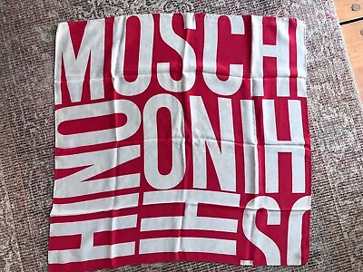 MOSCHINO Pink Cream Spell Out Square Silk Scarf  26” • $25