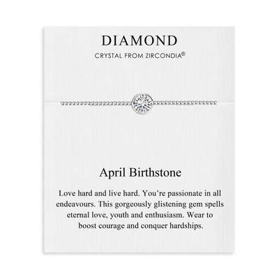 £8.99 • Buy April (Diamond) Birthstone Bracelet Created With Zircondia® Crystals