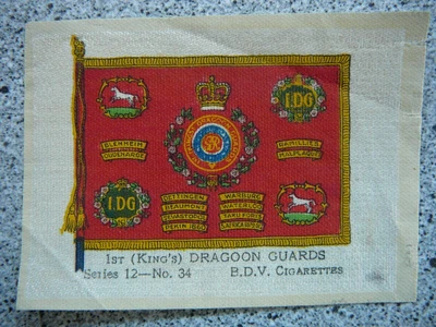 £3 • Buy SILK CIGARETTE CARD - BDV Series 12 REGT COLOURS No 34 1ST KING'S DRAGOON GUARDS