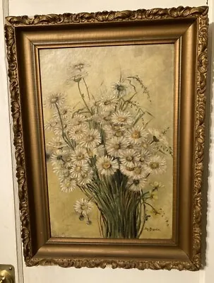 Vintage Original Oil Painting In Stunning Gold Ornament Wood Frame 29x19” • $50