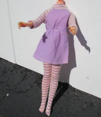 Vintage Barbie Mod Clone Shillman Mini Dress Knit Stripe Tights 1960s Clothing • $59.99