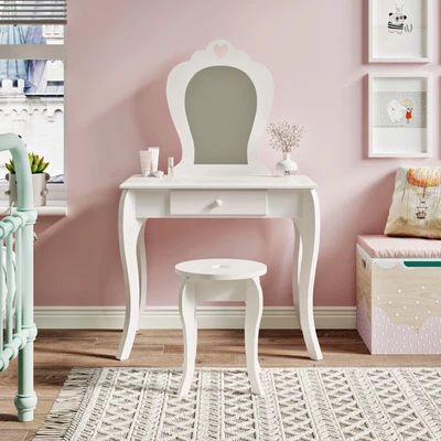 £59.99 • Buy Kids Dressing Table With Stool Vanity Set Makeup Desk For Kid With Mirror