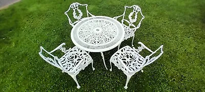 £125 • Buy White Cast Aluminium GARDEN TABLE And 4 CHAIRS