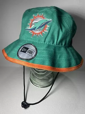 New Era Bucket Hat Drawstring NFL Miami Dolphins Florida 9fifty Vintage Collect • $21