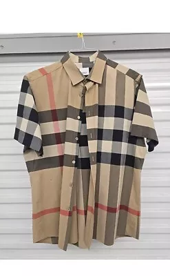 Short Sleeve Men's XXL Plaid Burberry Shirt • $395