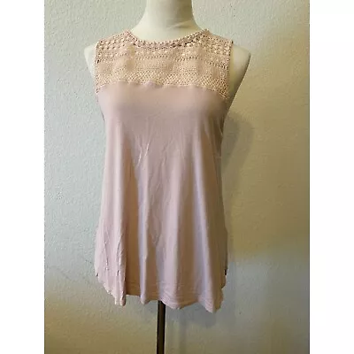 Women's H & M Brand Pale Pink Tank Top With Lace Accents Size Medium • $15