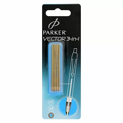 Parker D-1 Mini Ballpoint Pen Refill In Blue - Medium Point - Pack Of 5 NEW • £9.60