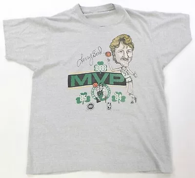 Rare Vintage SALEM Larry Bird Boston Celtics 1986 MVP 3 Peat T Shirt 80s Gray • $29.99