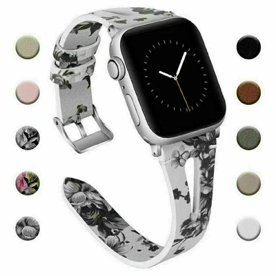 $8.79 • Buy Thin Genuine Leather Band For Apple Watch 38mm 42mm 40mm 44mm Series 5 4 3 2 1