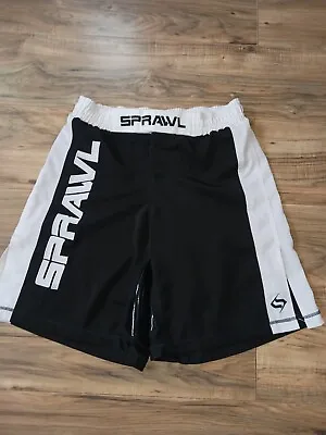 Sprawl Fight Co. MMA UFC Jiu Jitsu White / Black Shorts -  • $39.95