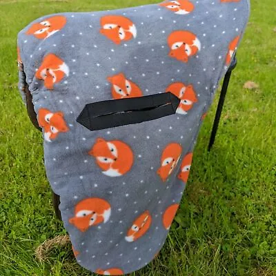 Grey Fox Print  Ride On Fleece Saddle Cover With Adjustable Toggle • £15.50