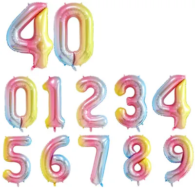 40  Foil Giant Number Balloons 0-9 Air Helium Birthday Party Age Balloon Wedding • £2.02