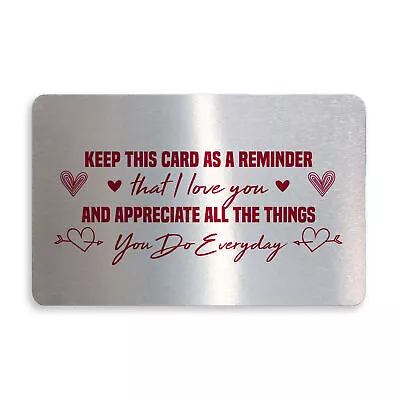 I Love You Gift Metal Card Thank You Gift For Valentines Anniversary For Him Her • £3.99