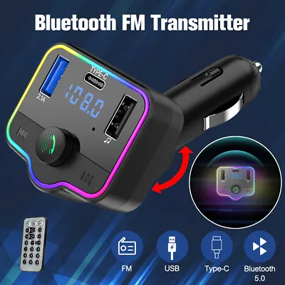Wireless Car Bluetooth FM Transmitter Radio Adapter USB For IPhone Samsung • £8.99