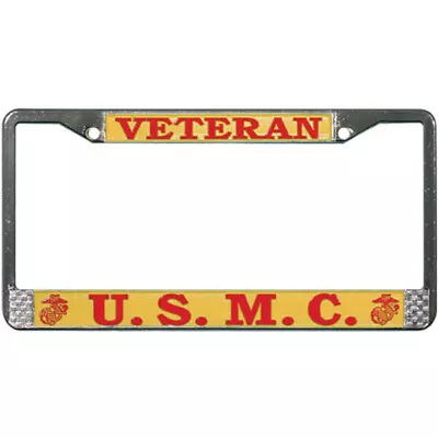 United States Marine Corps Veteran Raised Letters Chrome License Plate Frame • $18.55