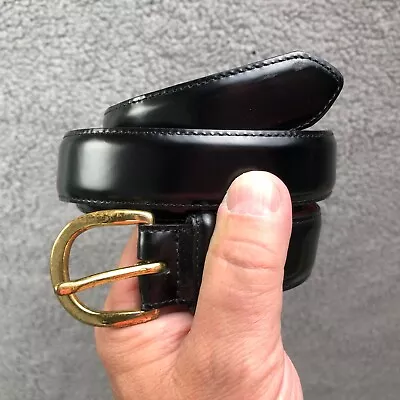 Coach Black Leather Belt Mens 38 Dress Casual Brass Buckle Polished Cowhide 3921 • $27.16