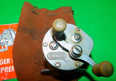 Pflueger Supreme Reel W/ Suede/leather Pouch And Brochure Akron Ohio • $9.99