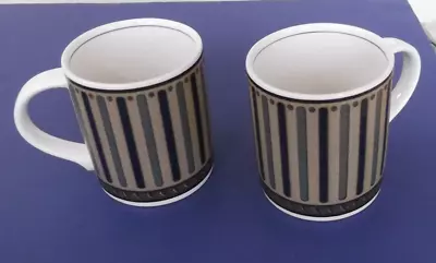 Pair(s) Of Mikasa Intaglio Indigo Accent Coffee Mugs - CA202 • $19.99