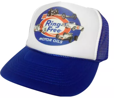 Ring Free Motor Oils Trucker Hat Mesh Cap Snapback Hat Adjustable Vintage • $24.99