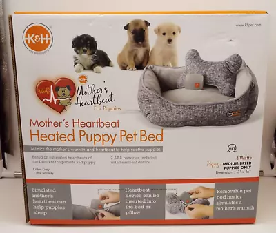 K&H Mothers Heartbeat Heated Dog Puppy Pet Bed Gray Bone Pillow 13x16  • $23.99