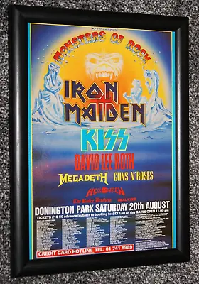 £13.99 • Buy MONSTERS OF ROCK 1988 Festival` Kiss, GnR ` Framed A4 Original Promo ART Poster