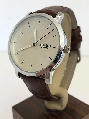 £14.50 • Buy Eyki E Times Gents Quartz Watch With New Brown Leather Strap