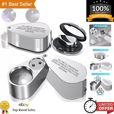 2 Pack 40X Jewelers Loupe Magnifier Magnifying Glasses LED/UV Illuminated Je... • $27.33