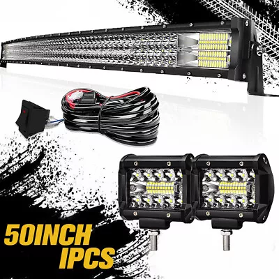 50  In Curved LED Light Bar+4  Pods For 1997-03 Ford F-150/F150 Upper Roof Mount • $95