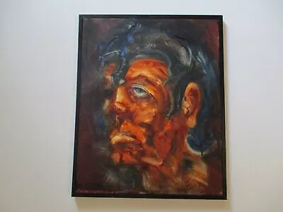 Abstract American Portrait Expressionism Stylish Modernist Painting By Moses  • $475
