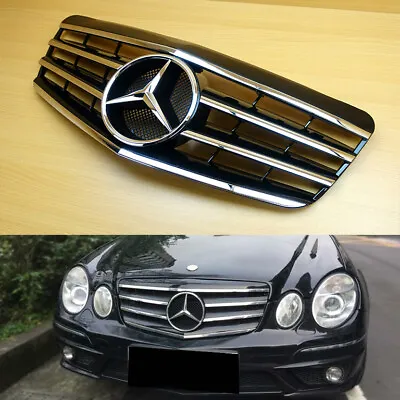 Gloss Black Front Grille Chrome Star Fit Mercedes Benz W211 E-Class 2007~2009 • $189.40