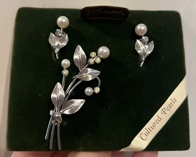 Vintage Krementz Earring & Pin/Brooch Set 14K Overlay • $50