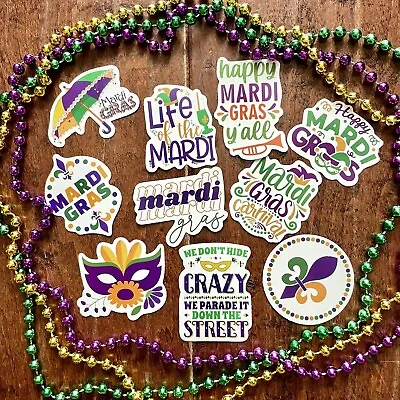 Mardi Gras 10 Stickers Decals 2  New Orleans NOLA Umbrella Fleur De Lis Parade • $6.95