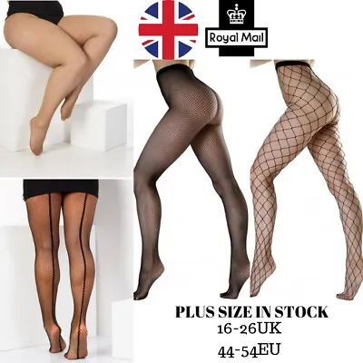 Pamela Mann Plus Size Fishnet Tights Super-Stretch Pantyhose Size 16-24UK/48-52 • $10.83