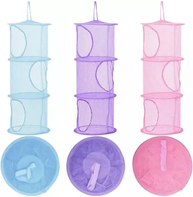 £11.99 • Buy 3 PCS  3 Tier Compartment Mesh Net Hanging Storage Toy Bedroom Bathroom