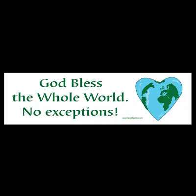 God Bless The Whole World No Exceptions BUMPER STICKER Or MAGNET Magnetic Decal • $3.49