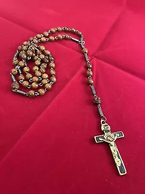Vintage 70s  Celluloid & Metal Rosary Beads & Crucifix Blessed • £14