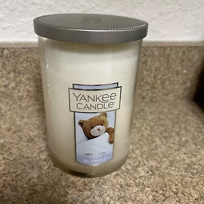 New Yankee Candle Soft Blanket 22 Oz Jar Unburned 2 Wick Fresh Clean Tin Lid • £34.71