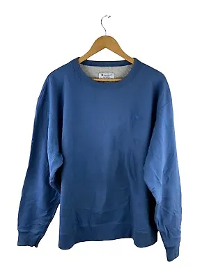 VINTAGE Champion Pullover Jumper Mens Size XL Blue Long Sleeve Logo Crew Neck • $49.95