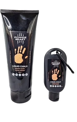 $15.79 • Buy POWER BEAST Colored Liquid Chalk 2 Bottles 200 & 50 ML Orange Grip Weightlifting