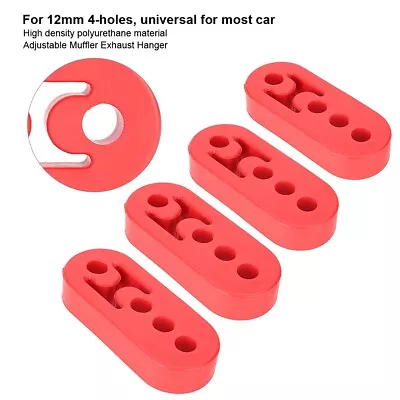 Universal 4-holes 12mm Polyurethane Adjustable Muffler Exhaust Hanger Red • $23.99